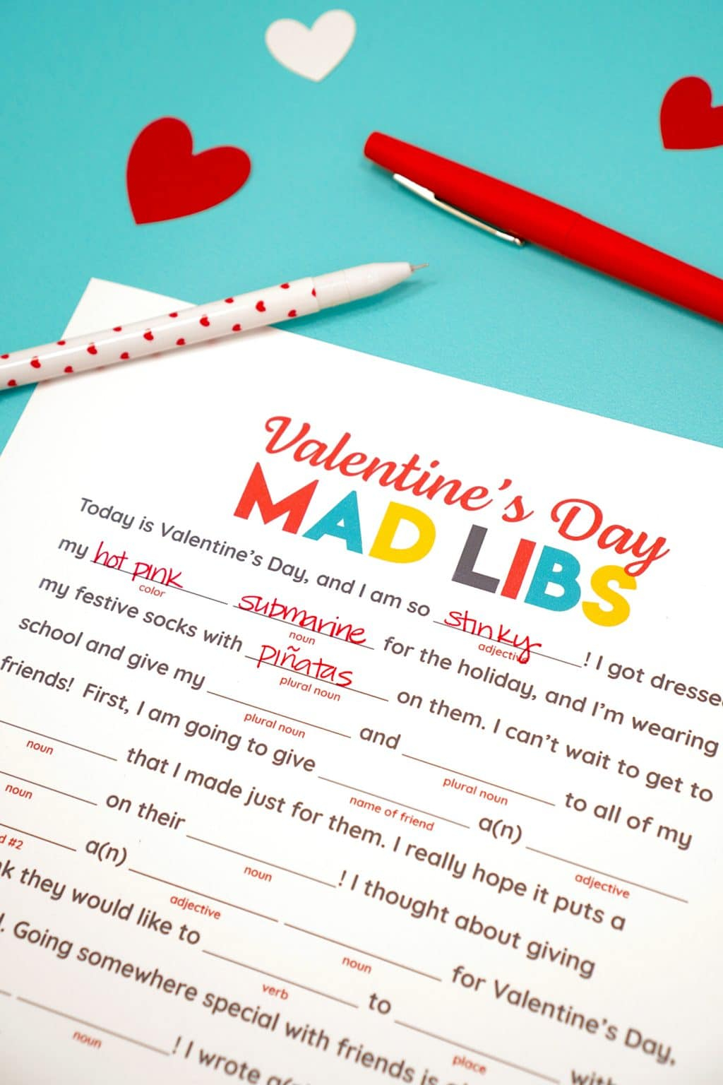 Valentine's Day Mad Libs Printable