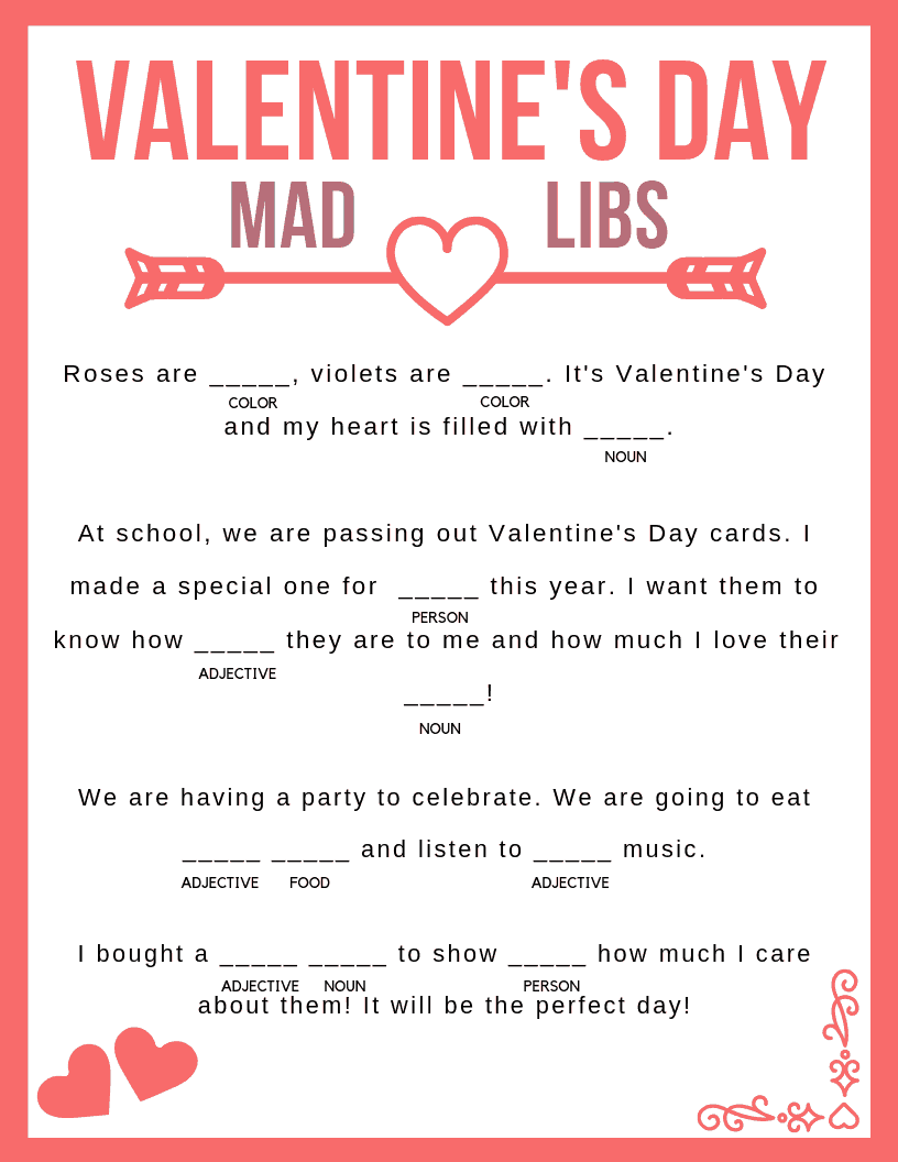 Valentine Mad Libs Printable