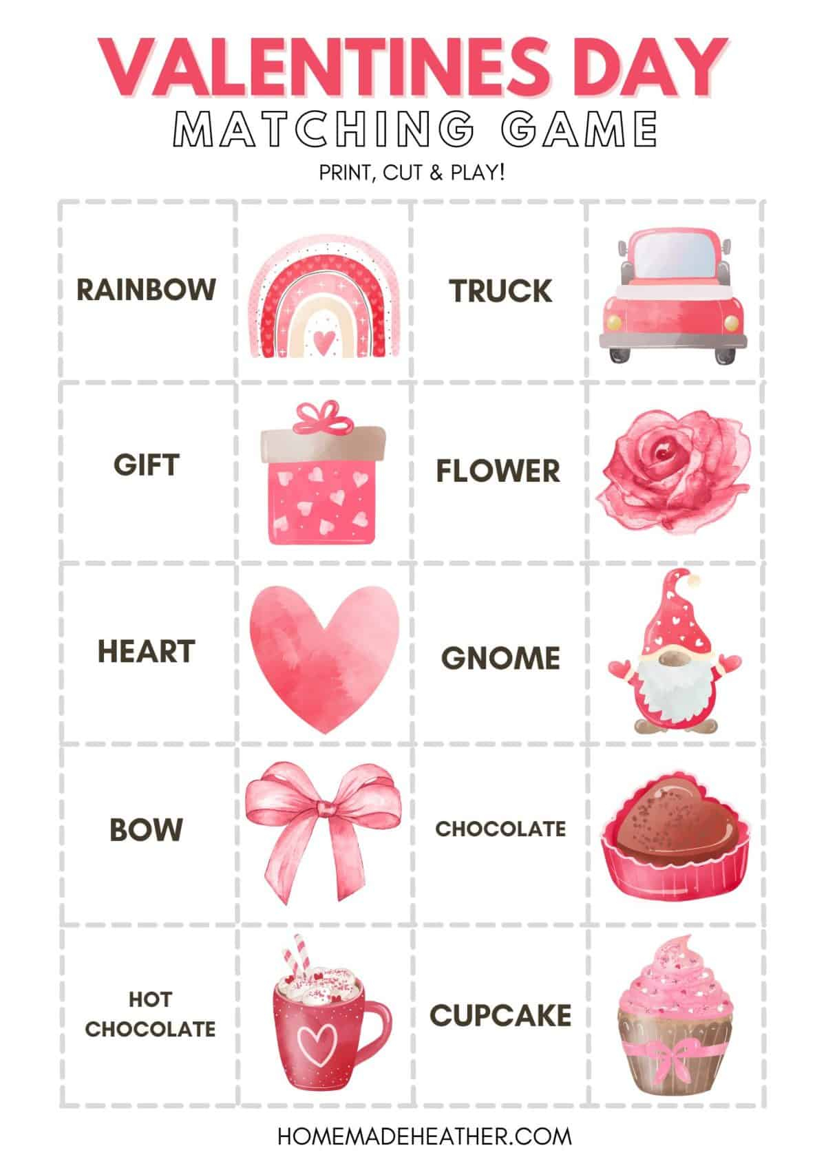 Valentine Matching Game Printable