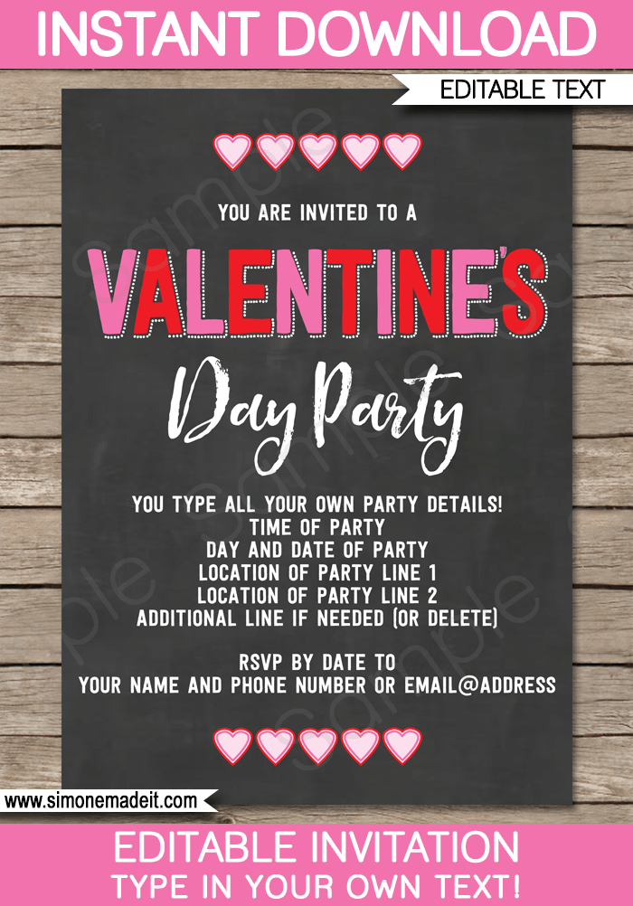 Valentine Day Party Invitations Free Printable