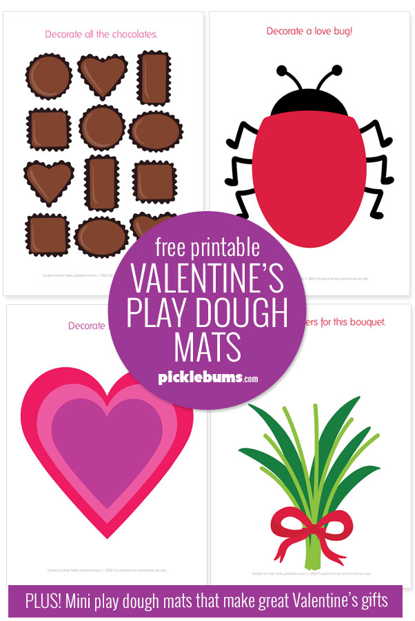 Free Printable Valentine's Day Playdough Mats