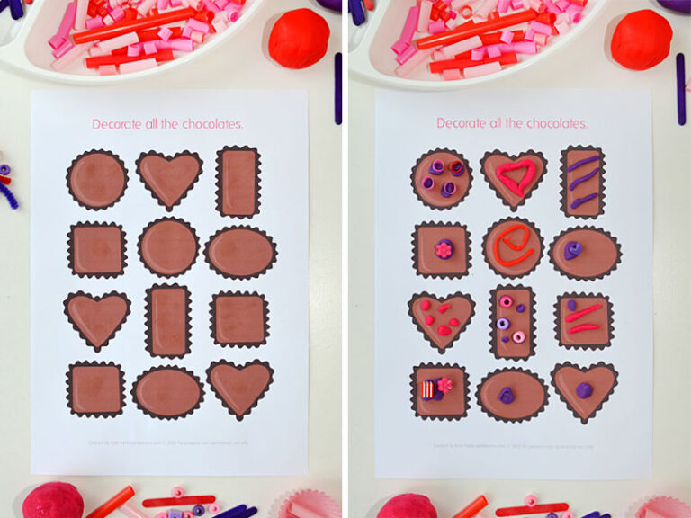 Free Printable Valentine's Day Playdough Mats