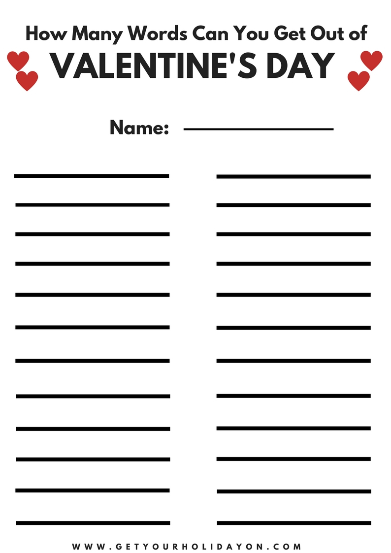 Valentine's Day Printable Games