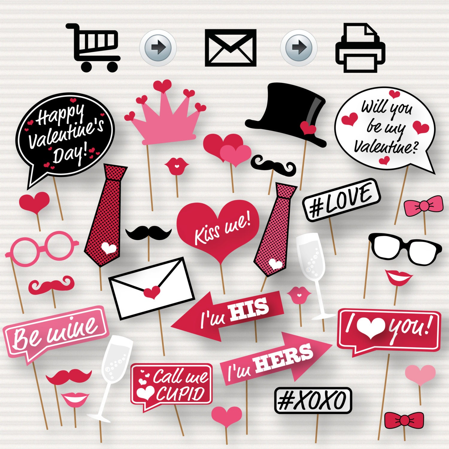 Printable Valentine Photo Booth Props