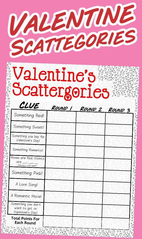 Valentine's Day Scattergories Free Printable