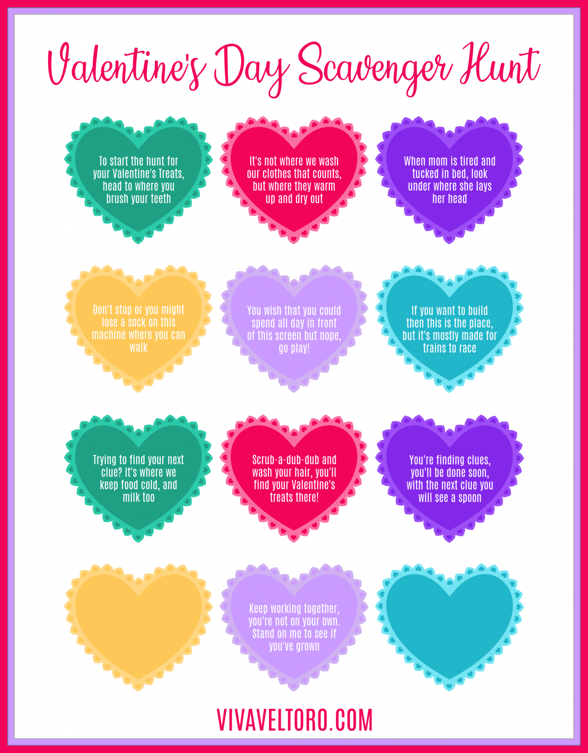 Printable Valentines Scavenger Hunt
