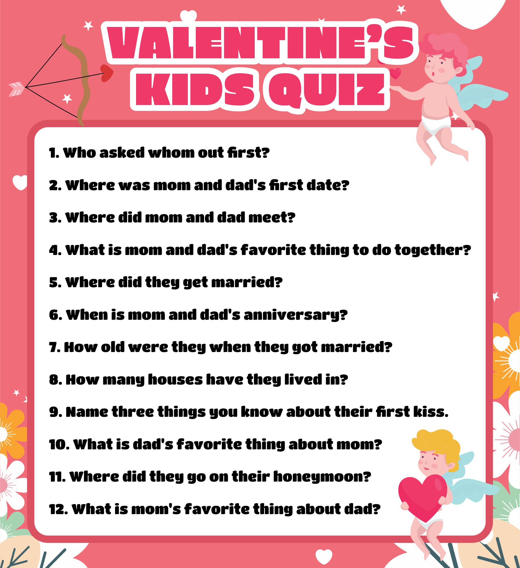 Printable Valentines Day Trivia