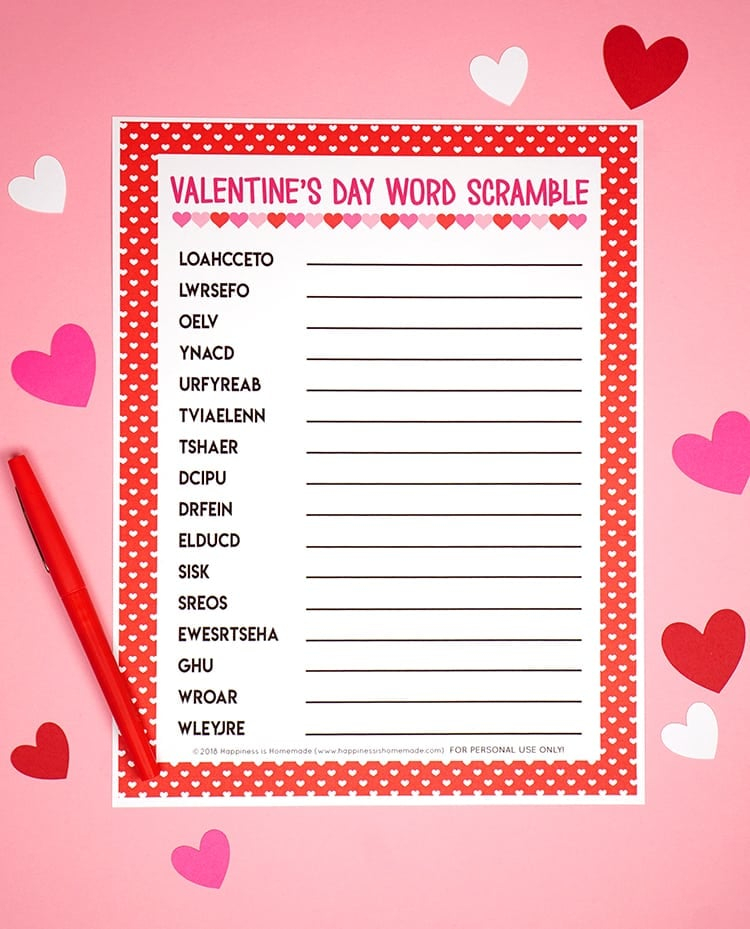Free Printable Valentine's Day Word Games