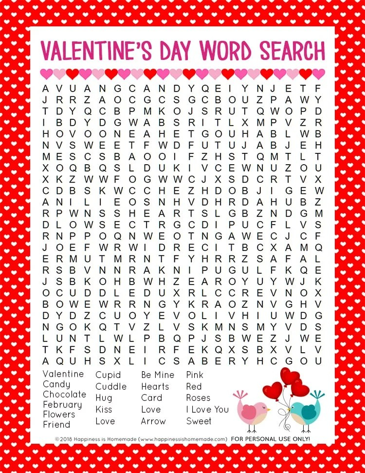 Free Printable Valentine's Day Word Games