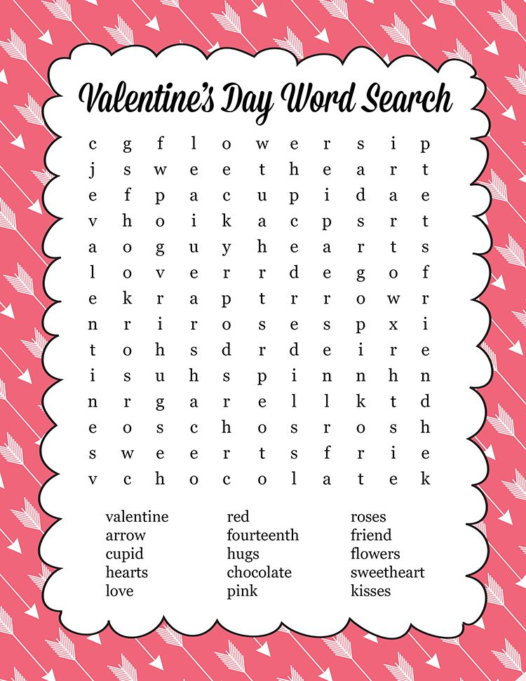 Free Printable Valentine's Word Search