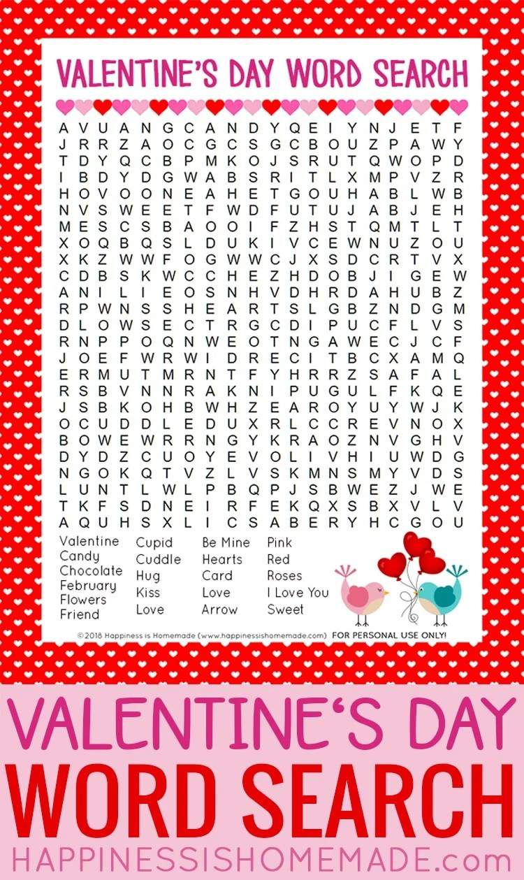 Valentine Word Searches Printable