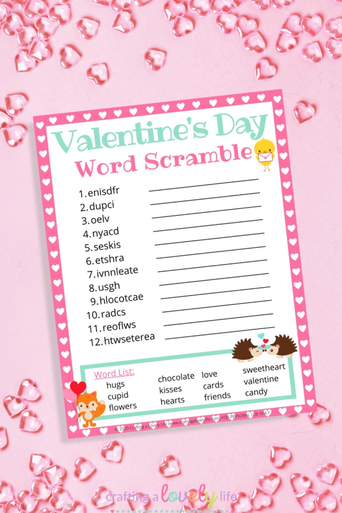 Free Printable Valentine's Day Word Scramble