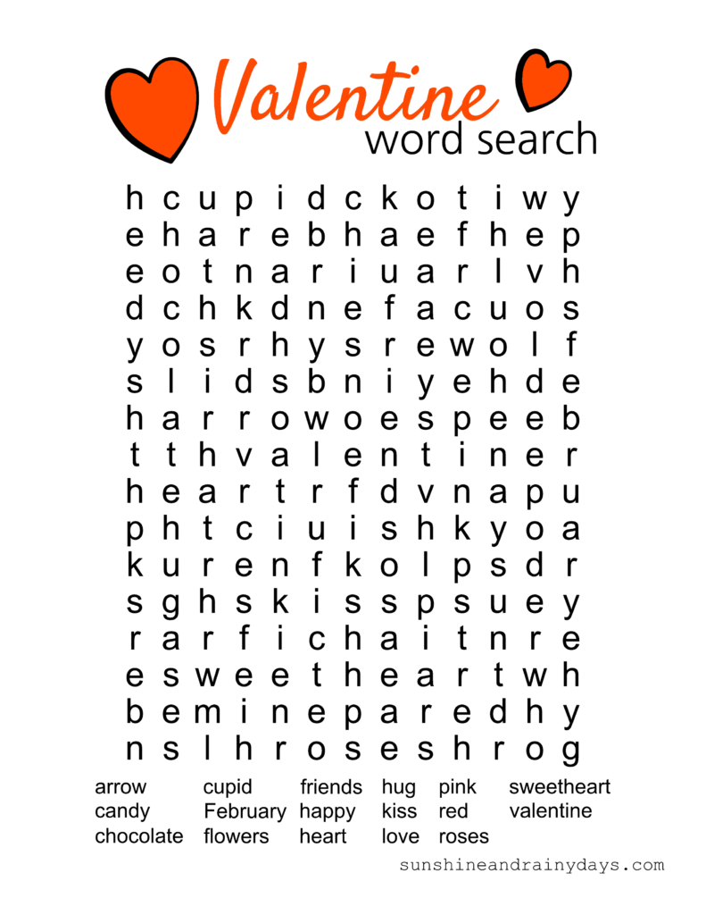 Free Printable Valentine's Day Word Games