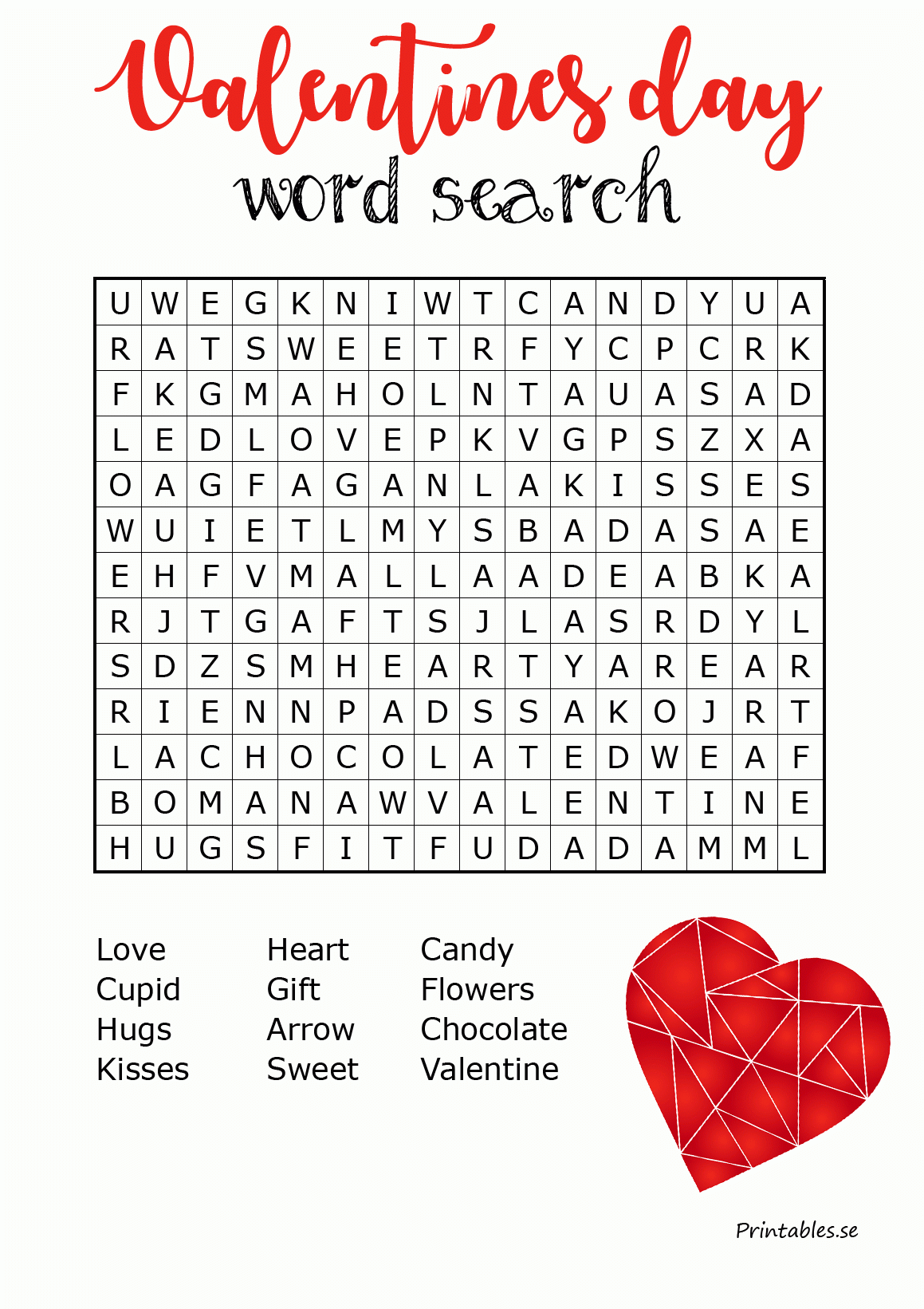 Free Printable Valentine's Day Word Games