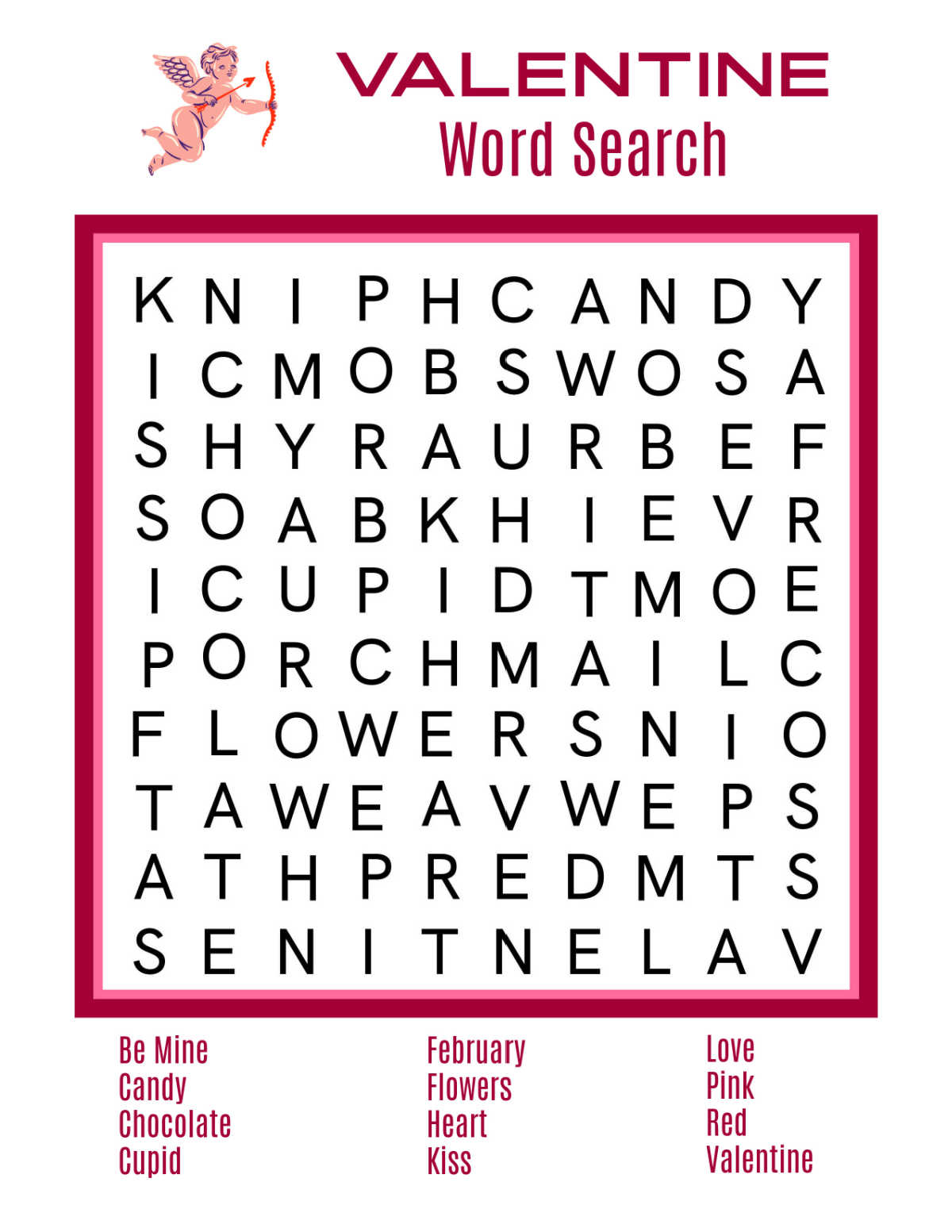 Valentine Word Searches Printable