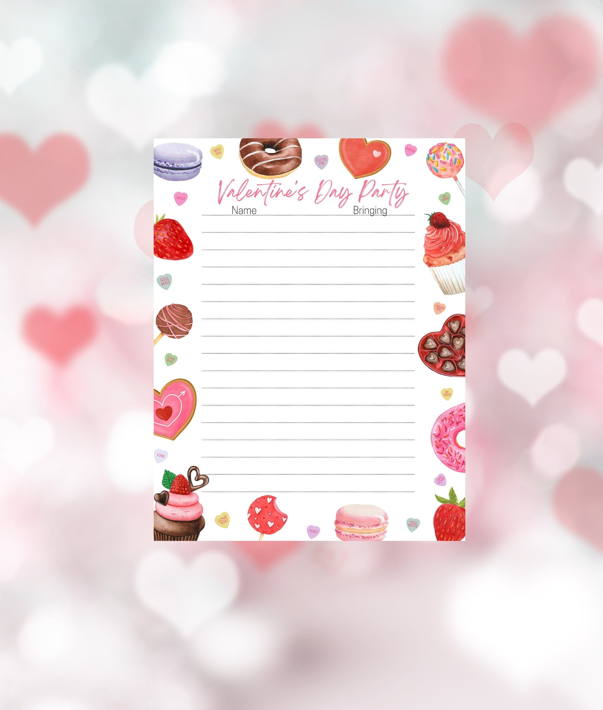 Valentine's Day Party Sign Up Sheet Printable