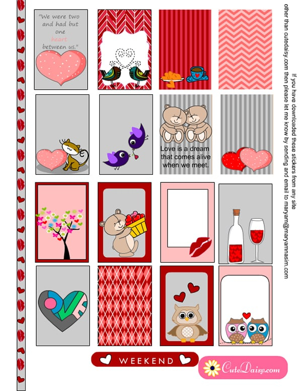 Free Printable Valentine Stickers