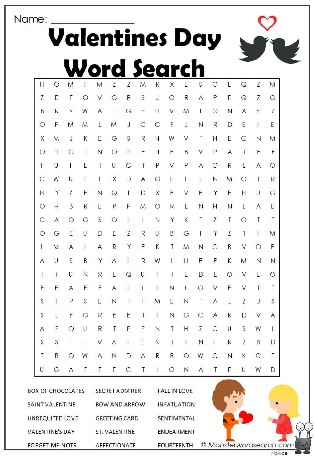 Free Valentines Word Search Printable