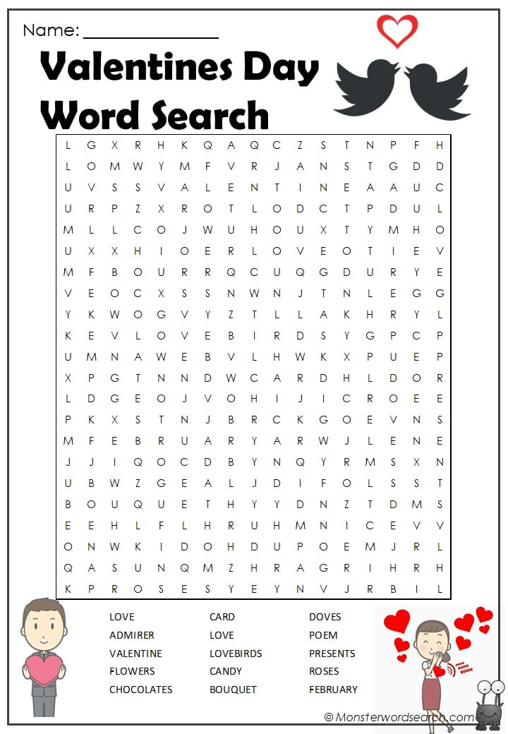 Free Valentine Word Search Printable