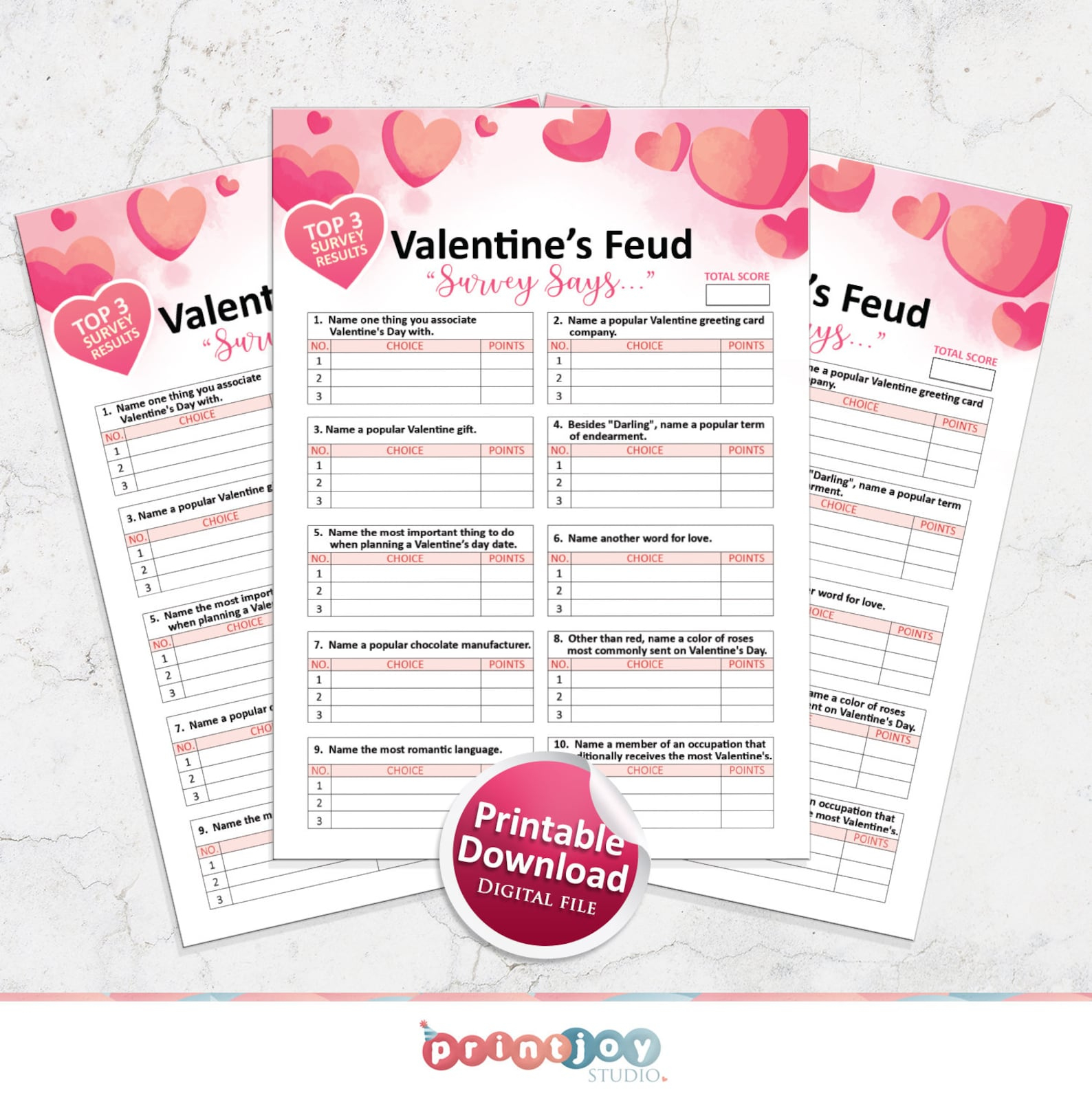 Valentines Day Family Feud Printable