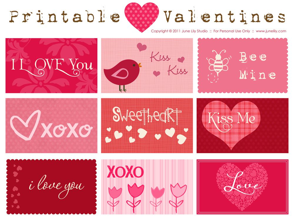 Valentine's Day Card Printable Templates