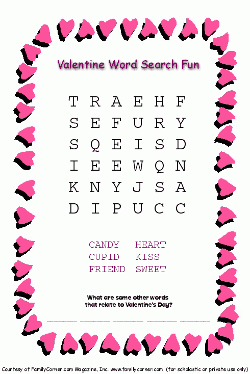 Free Valentines Word Search Printable