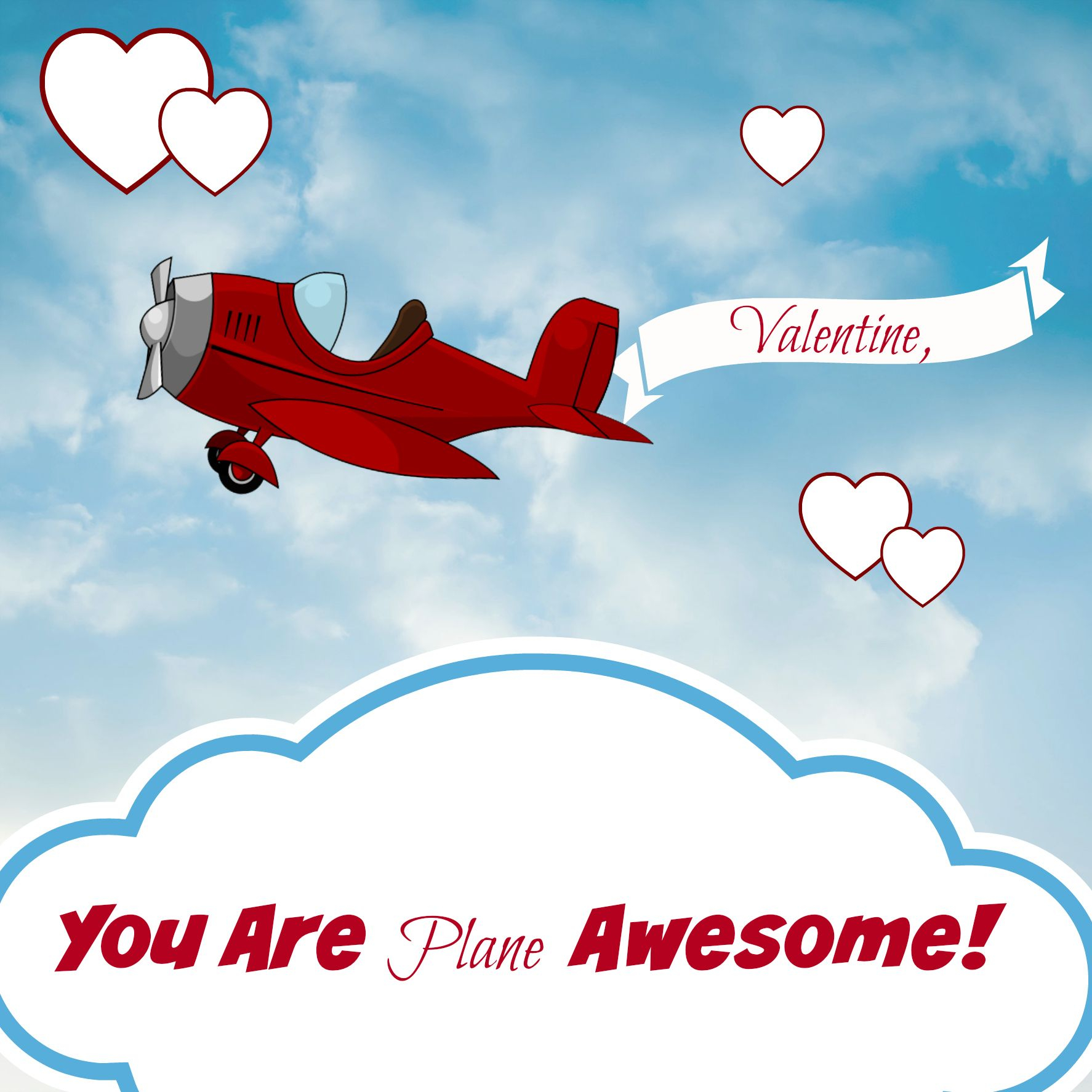 Airplane Valentine Card Printables Free