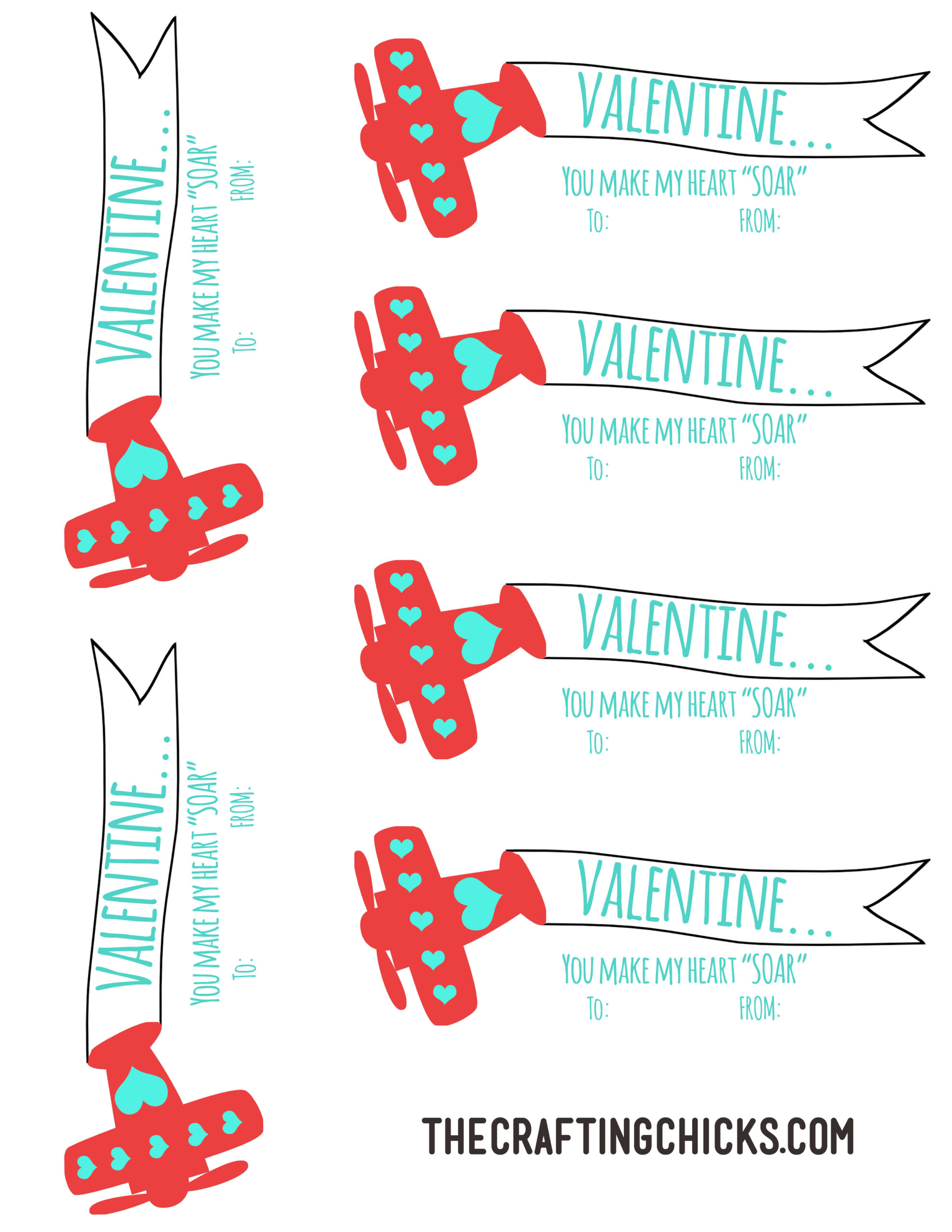 Paper Airplane Valentine Free Printable