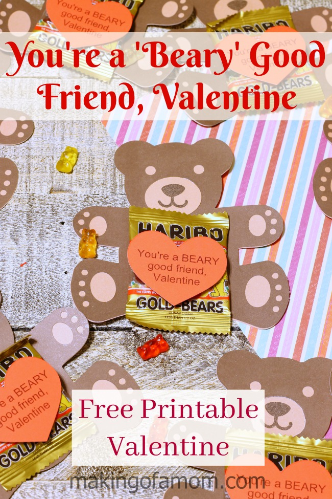 Beary Good Friend Valentine Free Printable